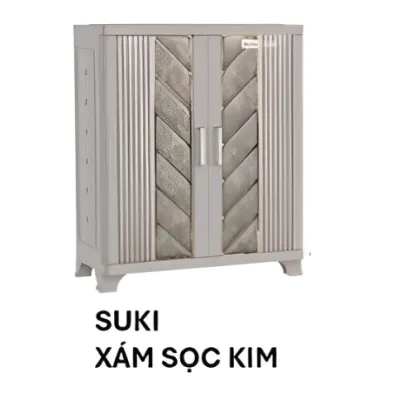 Tủ giày dép SUKI thiết kế ngăn kệ giày dép cửa cánh chống bám bụi khớp nhựa cứng cáp màu sắc phù hợp decor tủ nhựa Duy Tân