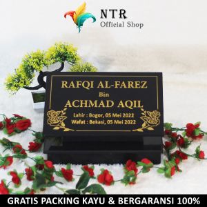 Batu Nisan Granit Full Ukir Makam Kuburan Kijing Islam Kristen Ukuran 20X25 Plus Dudukan 20X30