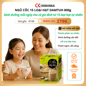 Bột Ngũ Cốc Hàn Quốc Damtuh 15 Loại Hạt 800g (40 Gói) - Nguyên Liệu Tự Nhiên - Tiện Lợi Chikorea