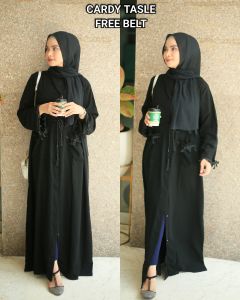 Cardy tasle abaya gamis hitam jetblack turkey zephy plus belt tasle