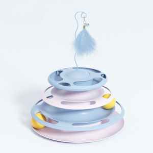 3 Layer Cat Tower Spinning Ball Turntable Round Track Interactive Cat Teaser Toy Self-entertainment Toy 猫玩具
