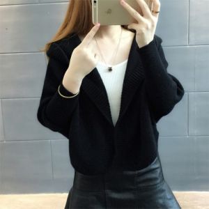 Women Short Coat Sweater Long Sleeve Hooded Sweater Cardigan Sweater Knit Cardigan Jackets Women Thick Sweater