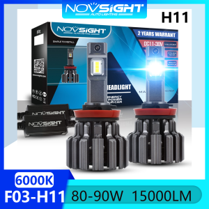 2pcs Novsight F03 H11 LED Headlight Bulb 80~90W 15000LM 6000K White Super Bright LED Light for Car High Beam/Low Beam Plug and Play 2 Years Warranty Free Shipping