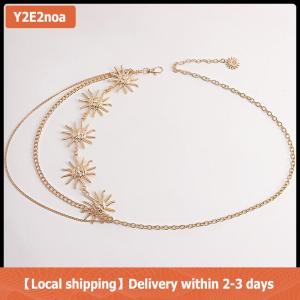【Local shipping】 Multilayer Punk Gothic Moon Sun Waist Chain Metal Belts For Women Dress Jewelry Waist Chain Waist Belts