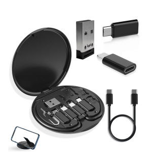 PD 60W Multi 5-in-1 Fast Charger Data Cable Storage Type-C USB-C Micro Charger Cord Phone Holder