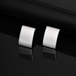 Kemstone Black Stainless Steel Cufflinks for Men Classic Square Curved Business Shirt Accessory