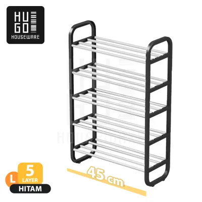 HUGO Rak Sepatu Serbaguna Portable 4 dan 5 Susun Bahan Kuat Stainless Steel Tempat Sepatu Sandal Minimalis
