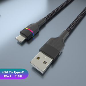 Vaorlo 66W RGB gradient đầy màu sắc Cáp sạc nhanh USB/PD để loại-C/Lightning Bộ sạc bện cáp phát sáng dòng dữ liệu tương thích với iPhone điện thoại thông minh Android