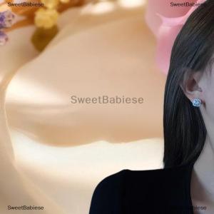 [COD] SweetBabiese Cổ điển micro-dát siêu sáng bóng vuông bông tai kim cương cho phụ nữ đơn giản và phong cách mát mẻ Bông tai