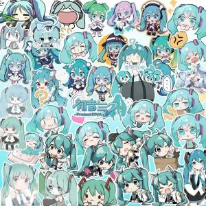 64pcs Hatsune Miku Sticker Pack Waterproof Phone Case Cartoon Journaling Stationery Kawaii Packaging Cute Laptop Skin