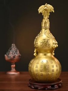 【Ship in 24H】铜葫芦 葫蘆 風水 葫蘆 擺件 葫芦 百福 銅葫蘆 風水 招财摆件風水擺 空心开盖精工百福葫芦镇宅旺宅 风水摆件 Brass Gourd Feng Shui Decoration