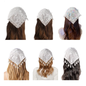 ผ้าโพกหัวลูกไม้สำหรับเด็กผู้หญิงน่ารักน่ารักที่คาดผมแบบผูกผ้าพันหัวคลุมศีรษะหลังแคมป์ปิ้งฤดูร้อน