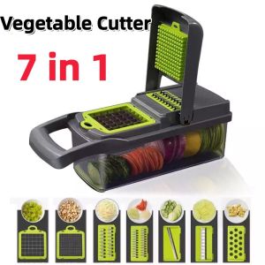 16 in 1 Multi-Functional Vegetable Cutting Machine Replaceable Stainless Steel Blade Multi-function Vegetable SlicerPeeled Fruit Slicer Kitchen Tools Multi-functional Kitchen Gadgets Potato Shredder