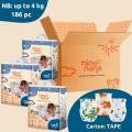 Nino Nana Carton Tape Diapers NB (up to 4 kg) | S (4-6 kg) | M (6-10 kg) | L (9-13 kg). 