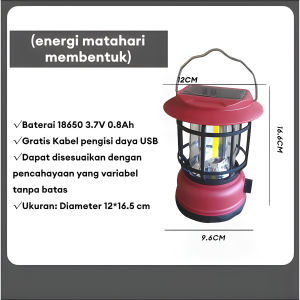【Garansi 30 tahun】Lampu Lentera Lampu Tenaga Surya Lampu Kemah Retro Outdoor Tahan Air IP67 Solar Lampu LED Canping Lampu Tend