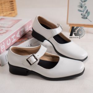 Sepatu Pantofel Kerja Wanita Putih Polos Hak 3cm