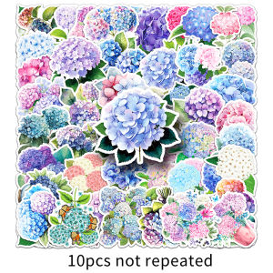 สติ๊กเกอร์ดอกไม้และพืชไฮเดรนเยียสดฤดูใบไม้ผลิ50ชิ้นความคิดสร้างสรรค์ส่วนบุคคลตกแต่งกันน้ำความละเอียดสูงไม่ซ้ำ