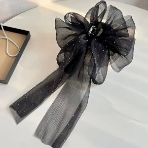 Gypsophila Ribbon Gauze Bow Hair Accessories Hair Clamp Grab Clip Women Summer Back Head Half-Tie Hair Clip Shark Clip Headdress