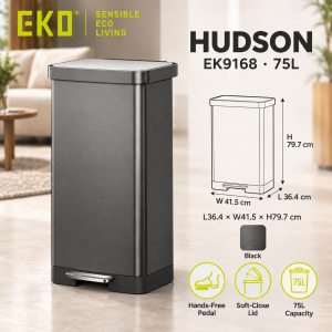 EKO | Hudson | EK9168 | 75L | Pedal Dustbin | Indoor Dustbin