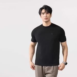 Spring Summer Men Luxury Round Neck Knit Short Sleeve Sweater Embroidery Logo Casual Fashion Top