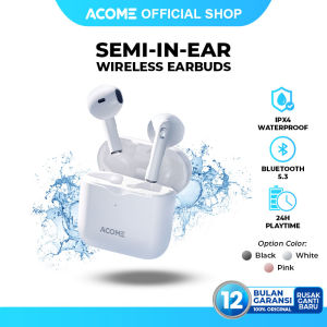Acome Headset Earphone Bluetooth 5.3 IPX4 Waterproof 3 Gram Ultra Light Inpods AT01 Garansi Resmi 1 Tahun