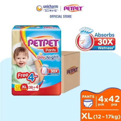 PETPET Day&Night Pants Baby Diapers XL38+4 (4 Packs) (12 - 17kg)