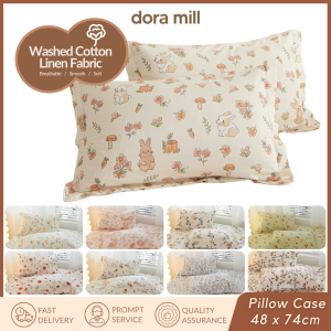 Dora Mill Pillowcase Washed Cotton Linen Sarung Bantal Grade A Material Skin Friendly 12 Designs ACU