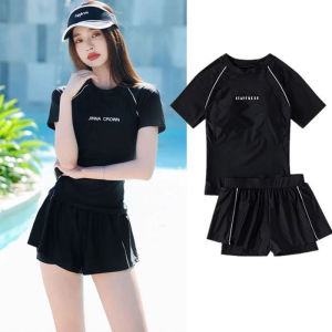 [Size M L XL XXL] Đồ Bơi 2 Mảnh EMMA Năng Động In Chữ Quần Bo Đai 2 Lớp Kín Đáo (Có mút đệm)