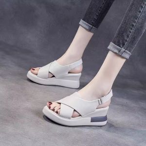 New Korean wedge sandals for women fashion casual high heels thick heels(7 cm) sandals lady anti-slip sandals