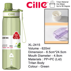 Cille 620ml/860ml/1.24L Direct Drink Large Capacity Leakproof Tritan BPA-Free Water Bottle