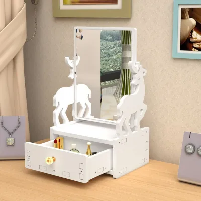 Bayar Di Tempat - Rak Cermin Make Up 2 Susun / Rak Laci Cermin / Rak Makeup 2 Susun Dengan Cermin