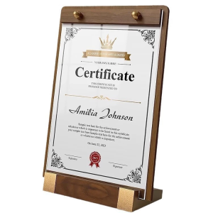 Desktop Display Billboard Restaurant Menu Stand Wooden Patent A4 Size Certificate Frame Display Stand