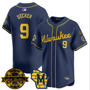 In-stock MLB Milwaukee Brewers Team 9 # UECKER dark blue embroidered baseball jersey wholesale