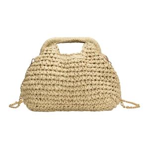 Womens Straw Bag Casual Shoulder Bag with Chain Strap Fashionable Beach Bag Vacation Handbag for Various Occasion
