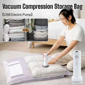 Wireless USB Electric Pump with 6Pcs Vacuum Storage Bag Travel Rapid Compression Seal Bag for Clothes Luggage Storage