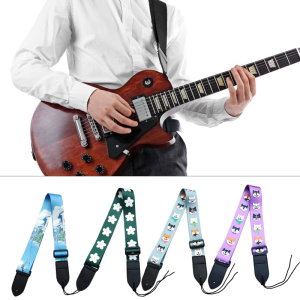 Printed Guitar Strap Adjustable Guitar Shoulder Belt Adult Kids Guitar Shoulder Strap for Bass Ukulele Electric Guitars