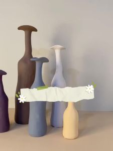 scandinavian Art Ceramic Vase Suitable for Living Room: Morandi Style Home Decoration Vase for Flower Arrangement