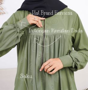 Abaya sage green motif merak-Abaya hermosa
