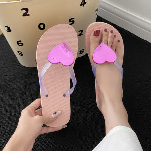 [Free Shipping] WomenS Flip-Flops Fashionable Thick-Soled Outdoor Slippers 2025 New Summer Style Heart-Shaped Flip-Flops For Women