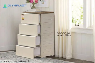 LEMARI PAKAIAN PLASTIK OLYMPLAST SUSUN 4 CREAM CABINET DRAWER ODC [OLYBOX]