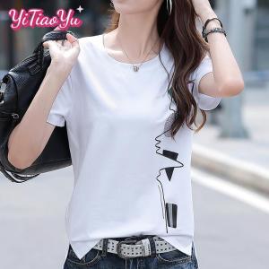 Yitiaoyu Short-sleeved T-shirt Womens Loose Womens Printed Blouse