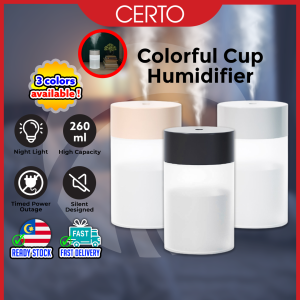 CERTO 260ml Car Cup Air Humidifier With Essential Oil USB Led Light Air Purifier Home Aroma Diffuser Mist Spray Home Car Office Pewangi Bilik Rumah 加濕器