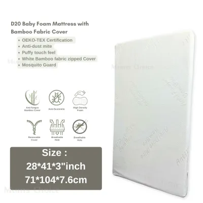 Mums Choice Bamboo Anti Dust Mite High Density Foam Mattress With Holes Suitable for Baby Cot or Playpen