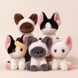 JON09 Kitten Doll Siamese Cat Plush Cute Sitting Stuffed Animal Cat Plush Doll Boys Girls 24CM Stuffed Devon Rex Xmas Gifts