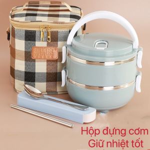 [HCM]CAMEN GIỮ NHIỆT LÚA MẠCH 2 TẦNG CAO CẤP- Hộp cơm giữ nhiệt 2 ngăn/hộp cơm giữ nhiệt inox giá rẻ (Màu ngẫu nhiên)