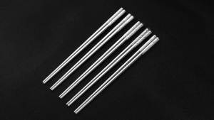 Metal Chopsticks Reusable 18/8 Stainless Steel Chopsticks Multipack Dishwasher Safe Chop Sticks Cute Engraved Non-slip Japanese Korean Chopstick for Cooking Eating 9 1/4 Inches 5 Pairs Gift Set