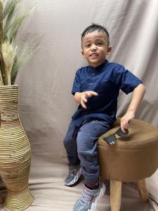 Baju koko kemko anak navy lengan pendek sigaret