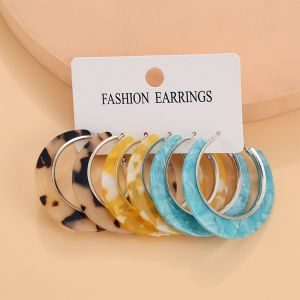 MUMU Resin Fashion Women Girls Hoop Drop Earrings Acrylic Earrings Set Big Eardrop Jewelry Dangler