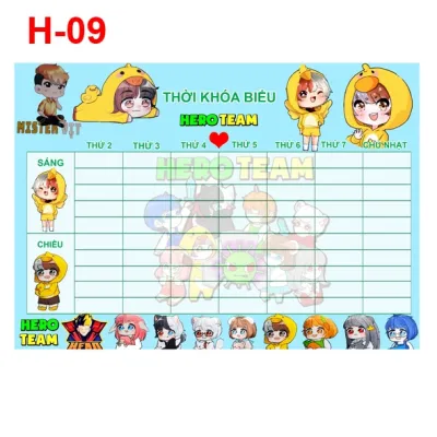 Thời khóa biểu Hero Team các mẫu đẹp