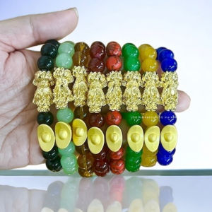 Pixiu With Money Ingot Healing Crystal Good Luck Bracelet MONEY ATTRACTION Bead Bracelet Men Women